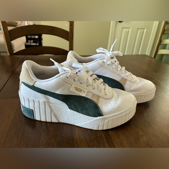 Puma Shoes - Puma Cali Wedge Sneakers White/Green sz9.5 EUC